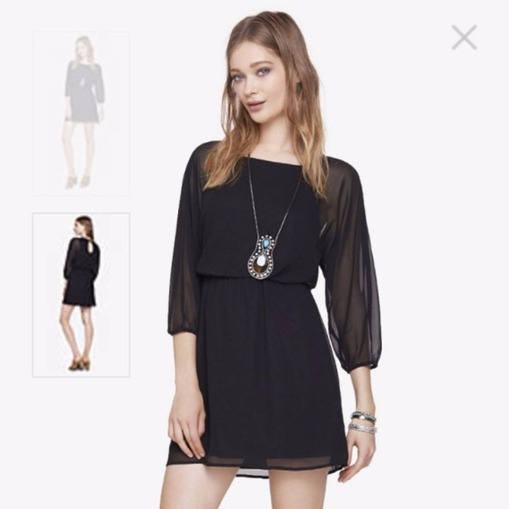 EXPRESS LONG SLEEVE DOLMAN CHIFFON DRESS XS - Picture 3 of 7